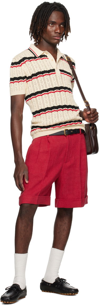 Поло тениска Valentino Valentino Striped Knit Polo Бежово | 7V3KP03XB0S, 3