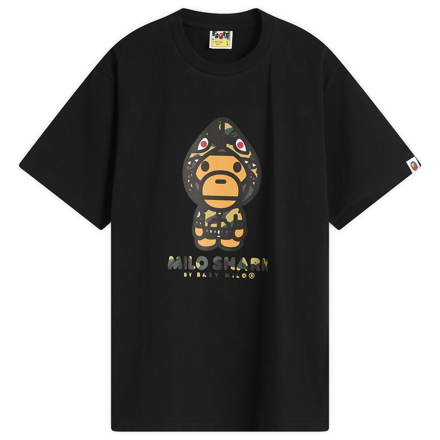 Тениска BAPE 1st Camo Milo Shark T-Shirt Черно | 002TEL801004M-BYE, 0
