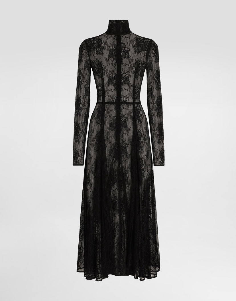 Pокля Dolce & Gabbana Chantilly Lace Dress Черно | F6JORTGDDPGN0000