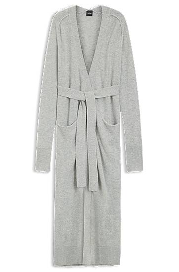 Пуловер BOSS Longline belted cardigan in cashmere Сиво | 50550488, 0