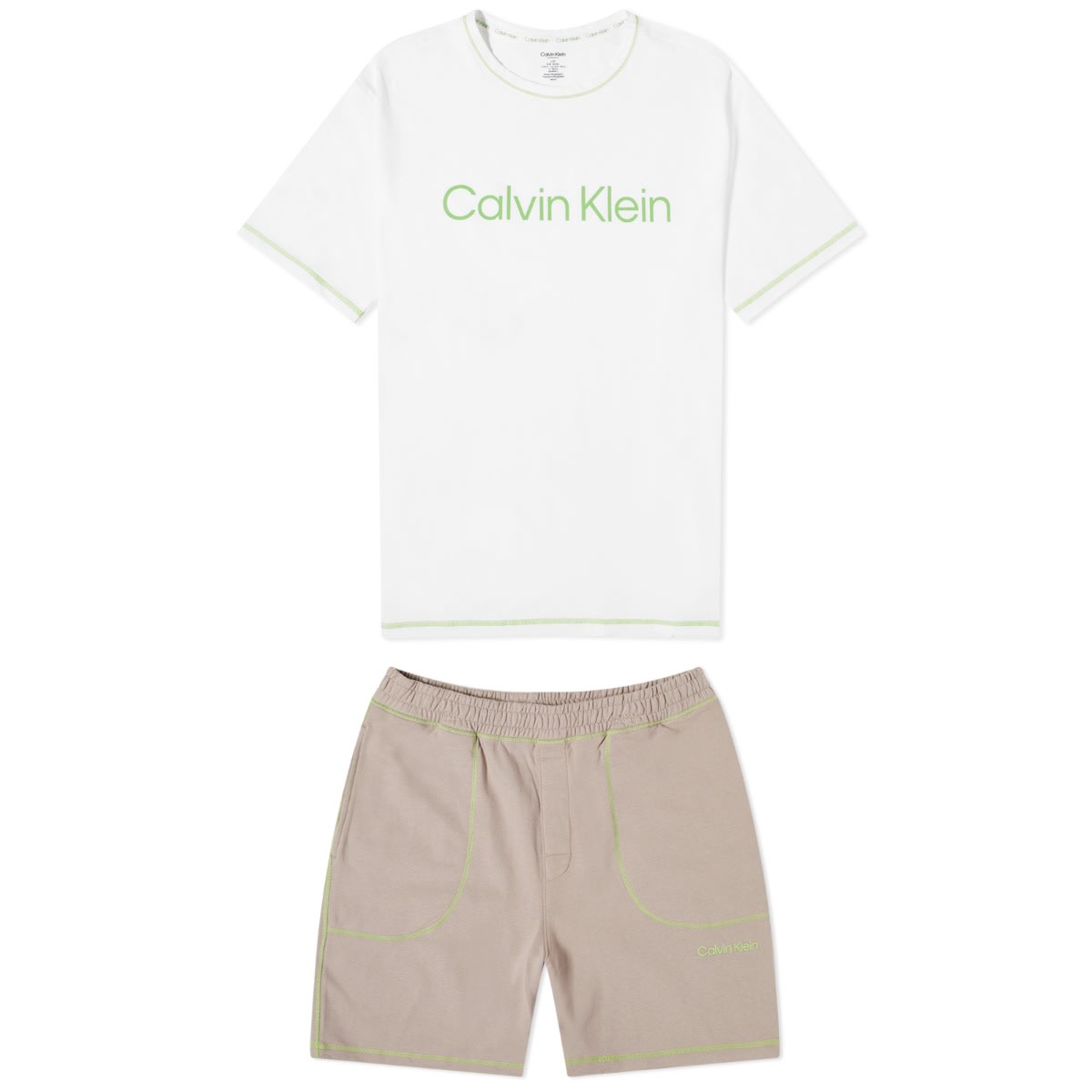 Пижама CALVIN KLEIN Future Shift Short Sleeve Lounge Set Бяло | 000NM2471EKDD, 0