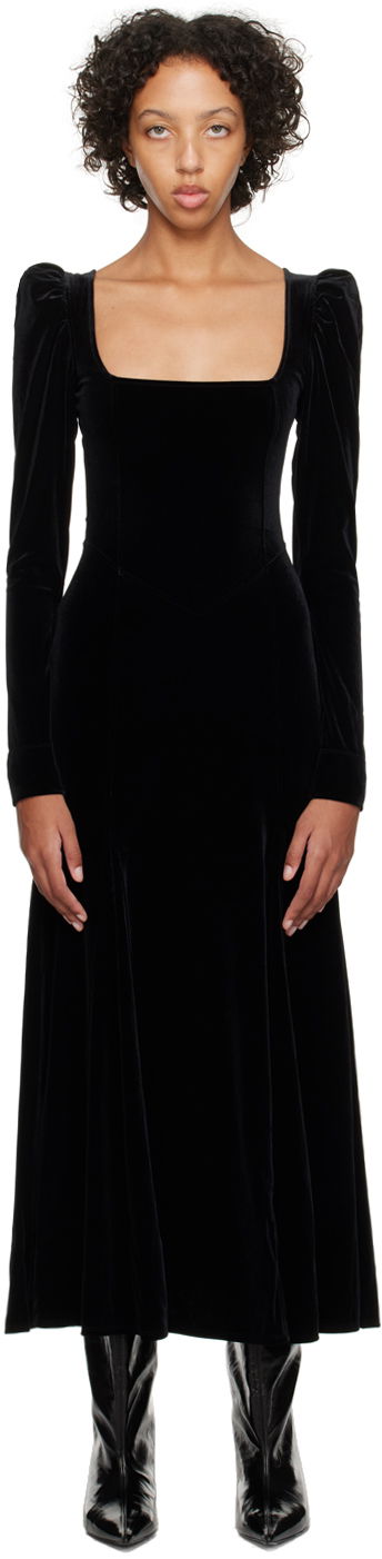 Pокля GANNI Puff Sleeve Maxi Dress Черно | T3701, 0
