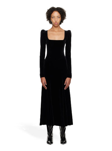Pокля GANNI Puff Sleeve Maxi Dress Черно | T3701