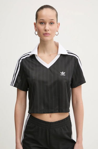 Съкратен топ adidas Originals Cropped Collared T-Shirt Черно | JD2606, 0