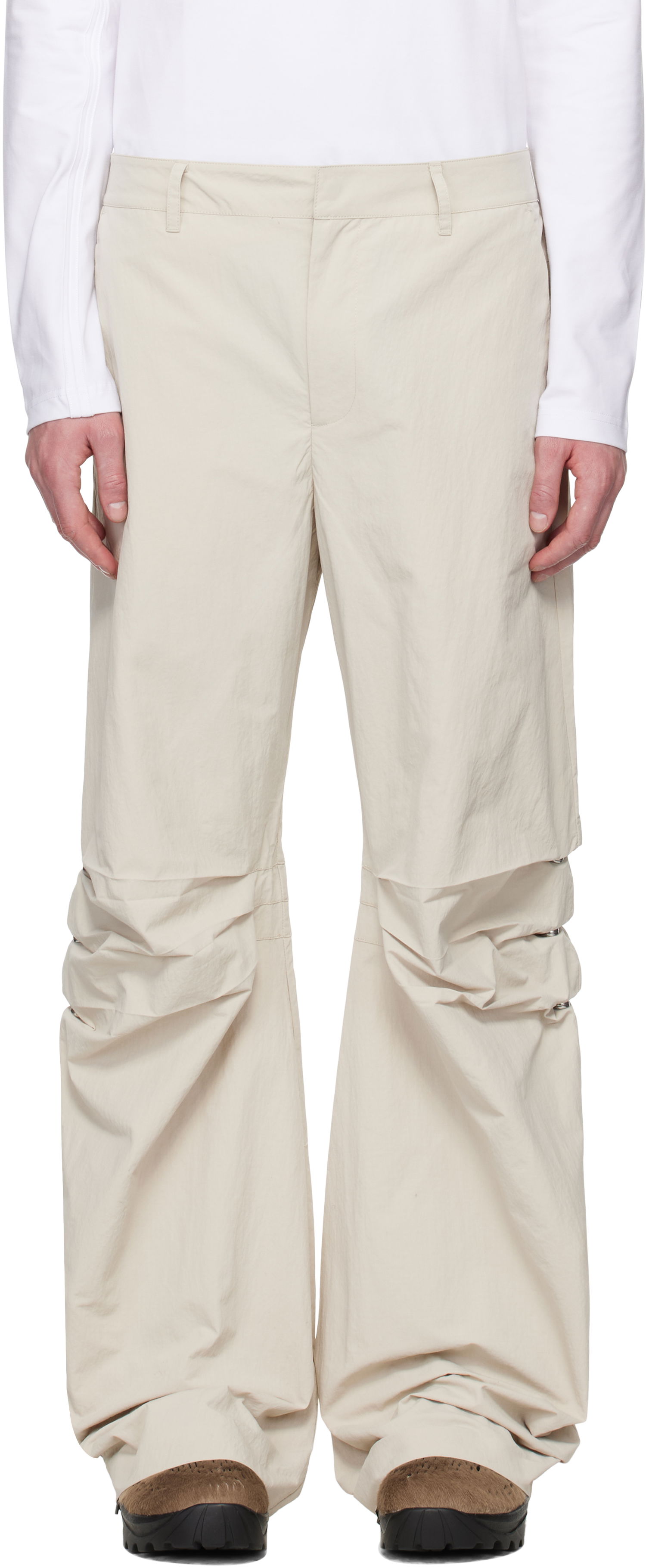 Панталони HELIOT EMIL HELIOT EMIL Ferro Gathered Trousers Бежово | SS25_M_10_193_ST18, 0
