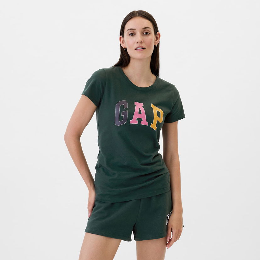 Тениска GAP T-shirt Logo Shortleeve Tee Essex Green Tri Color L Черно | 417797-12