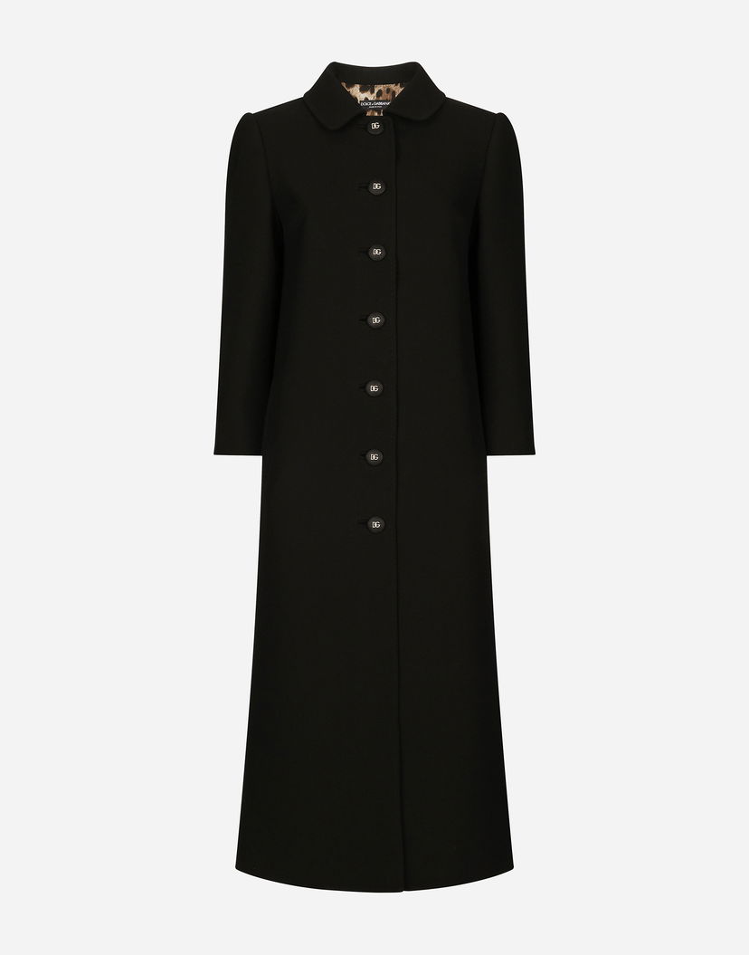 Палта Dolce & Gabbana Dolce & Gabbana Woolen Round Collar Monogram Button Coat 42 Черно | F0C3QTFUBFXN0000