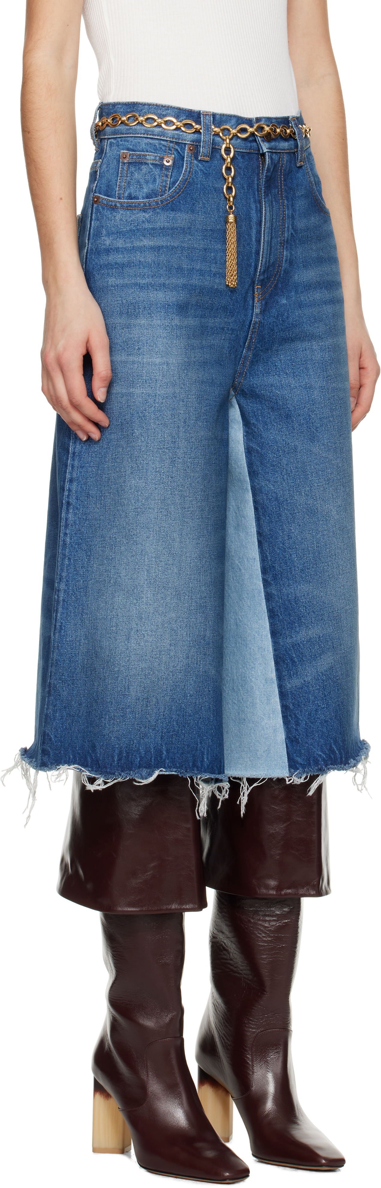 Дънки CHLOÉ Chloé Bermuda Patchwork Denim Shorts Синьо | CH25SDS02158, 1