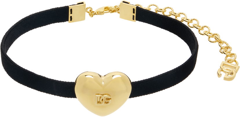 Колие Dolce & Gabbana DG Logo Heart Velvet Choker Черно | WNQ8S1 W1111