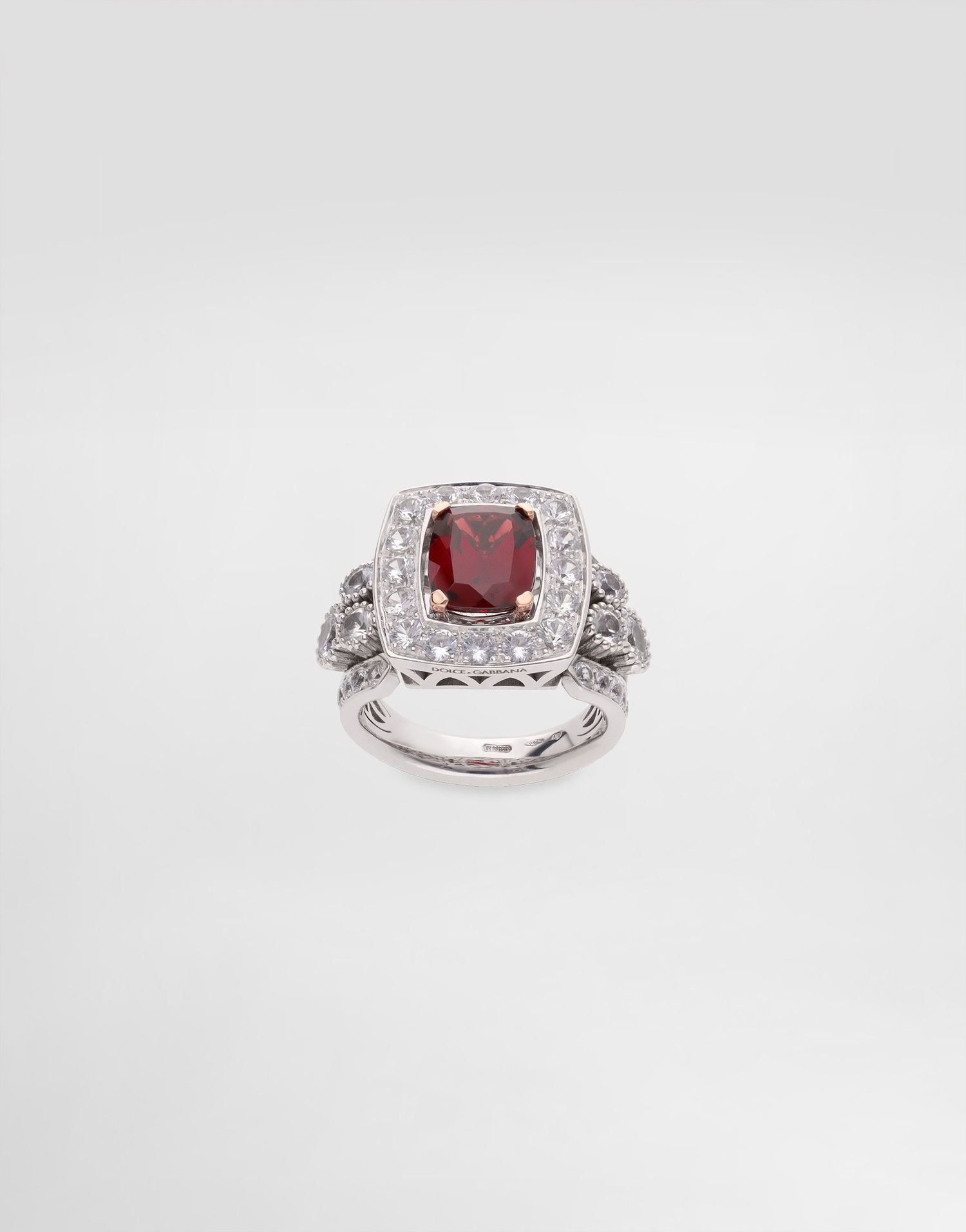 Пръстен Dolce & Gabbana Dolce & Gabbana Eleganza Garnet and Sapphire Ring, 18K White and Rose Gold Червено | WRSA4GWGAR1W8266, 0