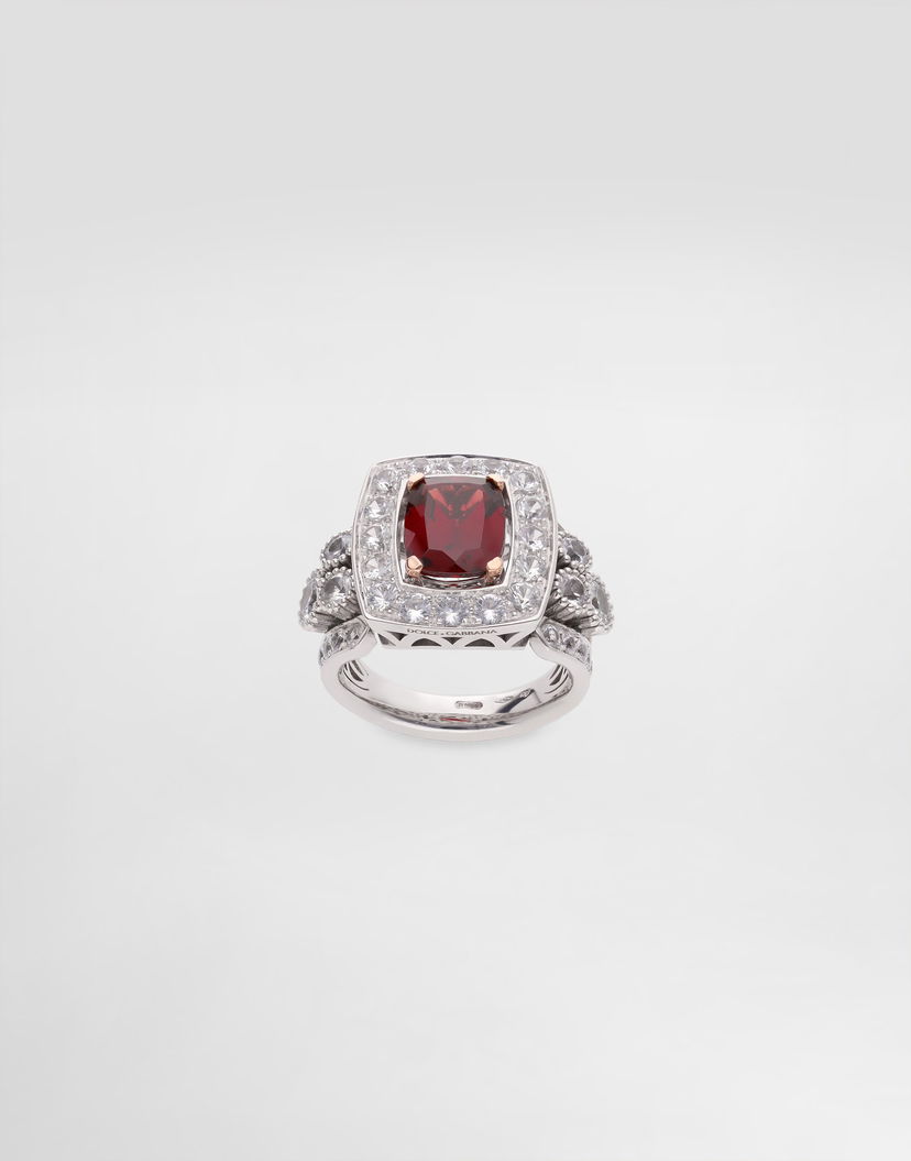 Пръстен Dolce & Gabbana Dolce & Gabbana Eleganza Garnet and Sapphire Ring, 18K White and Rose Gold Червено | WRSA4GWGAR1W8266