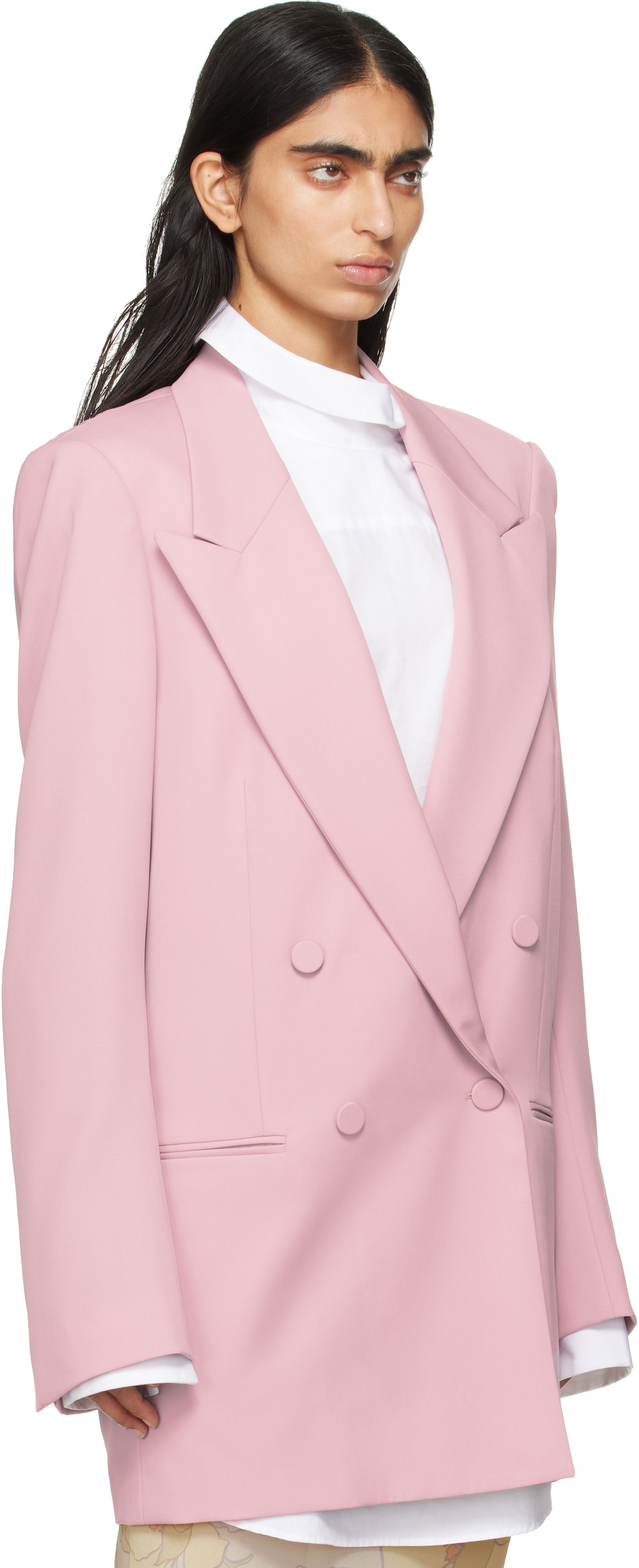 Палта Dries Van Noten Dries Van Noten Wool Double-Breasted Blazer Розово | 242-010406-9146, 1