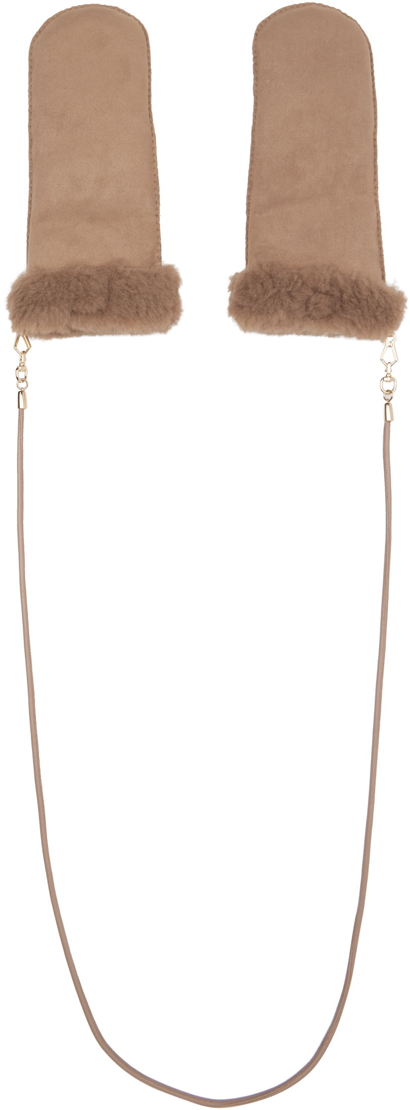 Ръкавици Max Mara Shearling Mittens with Cord Бежово | 2524566092600