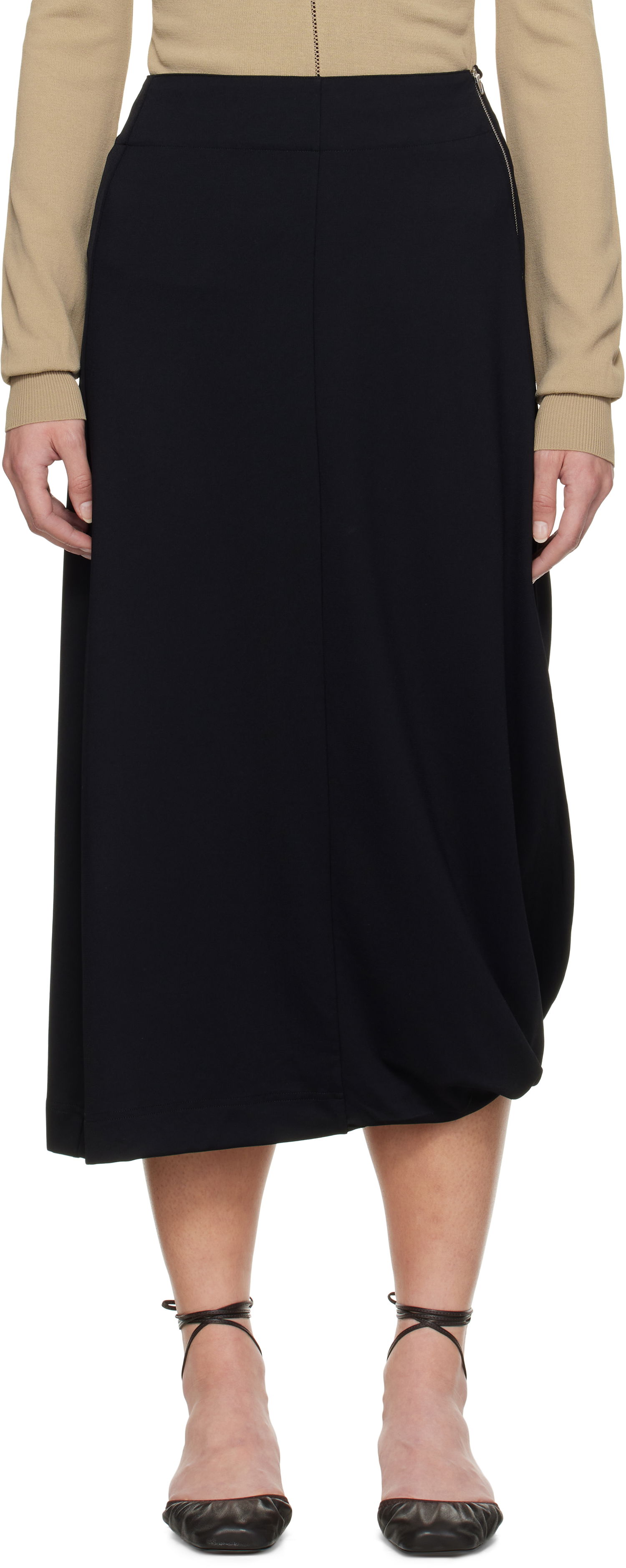 Пола LEMAIRE Lemaire Twisted Hem Midi Skirt Черно | SK1047 LJ1034, 0