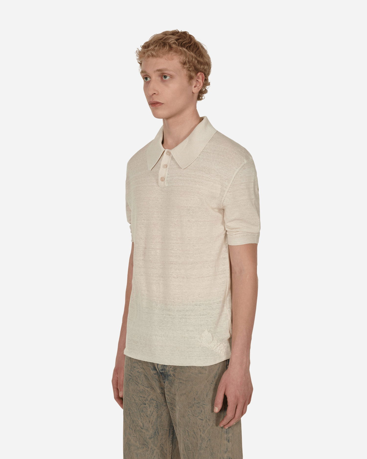 Поло тениска Maison Margiela Linen Polo Shirt Бежово | S50GL0040S17990 102F, 1