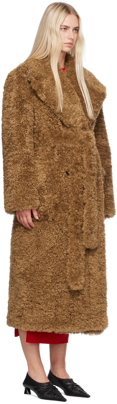 Палта Stella McCartney Stella McCartney Belted Plush Teddy Faux-Shearling Coat Кафяво | 6600883EU901, 1