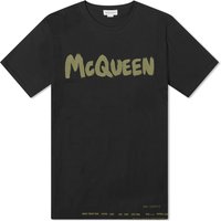 Тениска Alexander McQueen Graffiti Logo T-Shirt Черно | 622104QTAAC-0519, 1