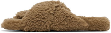Облекло Yves Salomon Yves Salomon Curly Merino Slippers Кафяво | 25W23WAA162XXMECL, 2