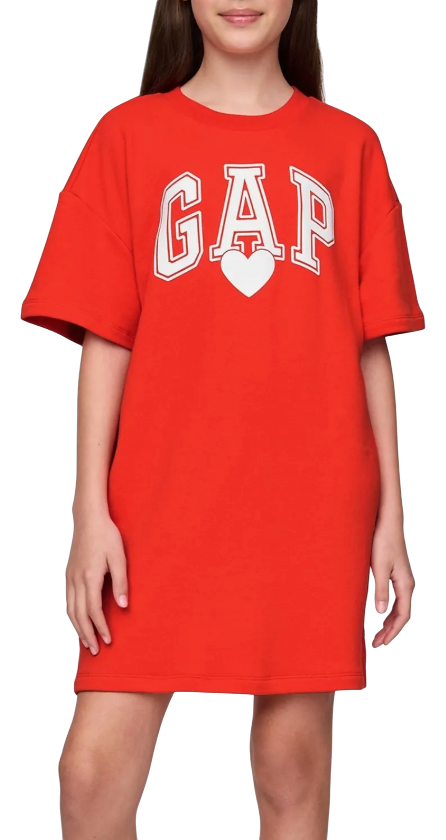 Pокля GAP T-Shirt Dress with Logo and Heart Print Червено | 781767-00, 0