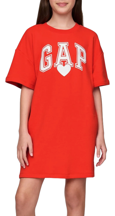 Pокля GAP T-Shirt Dress with Logo and Heart Print Червено | 781767-00, 0
