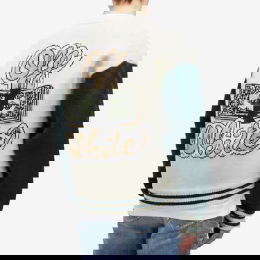 Пуловер Off-White Crystal Cash Varsity Cardigan Бяло | OMHB019S25KNI0030B84, 3
