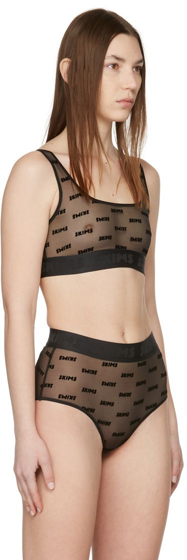 Сутиен SKIMS After Hours Logo-Jacquard Mesh Bra Черно | BR-SCN-1312, 1