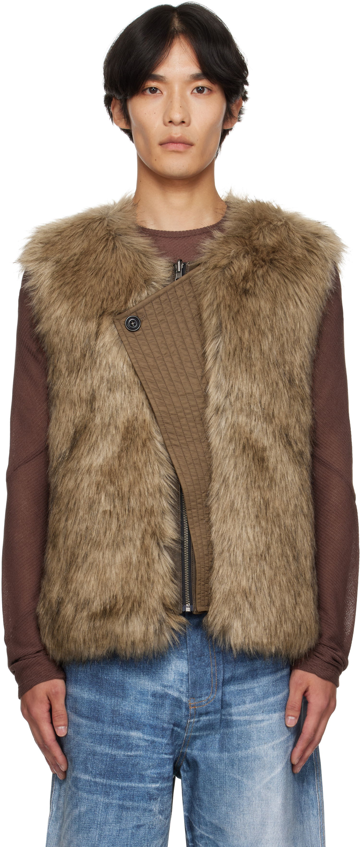 Жилетка Andersson Bell Andersson Bell Reversible Faux-Leather & Faux-Fur Vest Кафяво | awa722u, 0