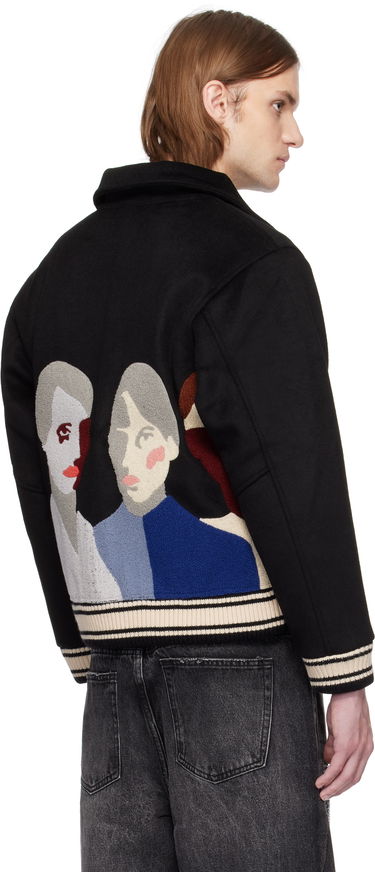 Яке бомбър KidSuper KidSuper Patchwork Portraits Wool Varsity Jacket Черно | SS25-OW-04, 2