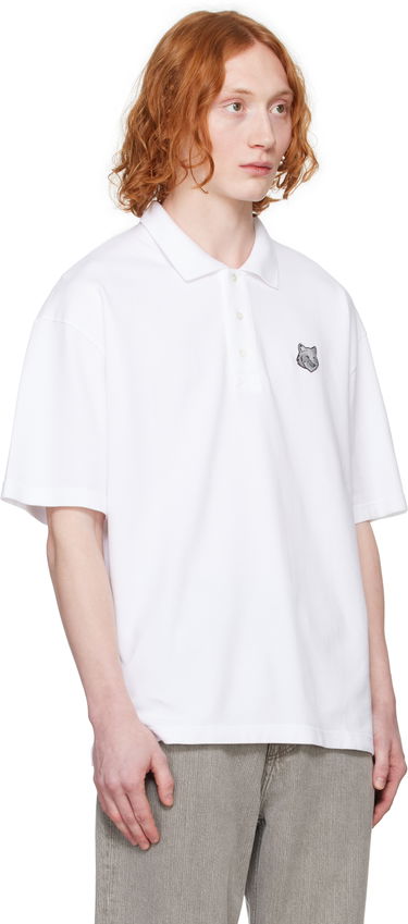 Поло тениска MAISON KITSUNÉ Maison Kitsuné Fox Head Patch Oversize Polo Бяло | OM00213KJ7010, 1