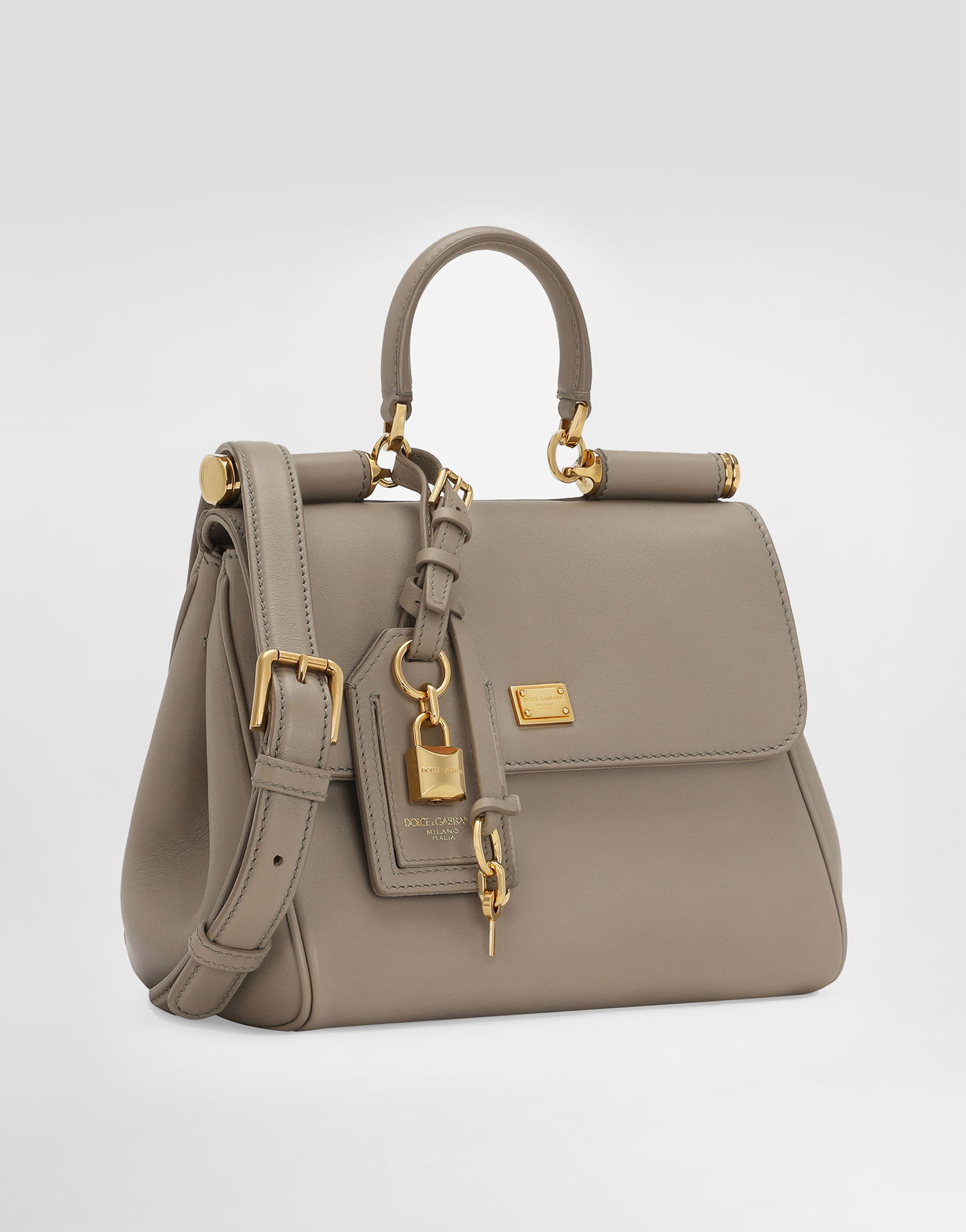 Дамска чанта Dolce & Gabbana Dolce & Gabbana My Sicily Plongé Calfskin Top Handle Bag Сиво | BB7781B73218I399, 1