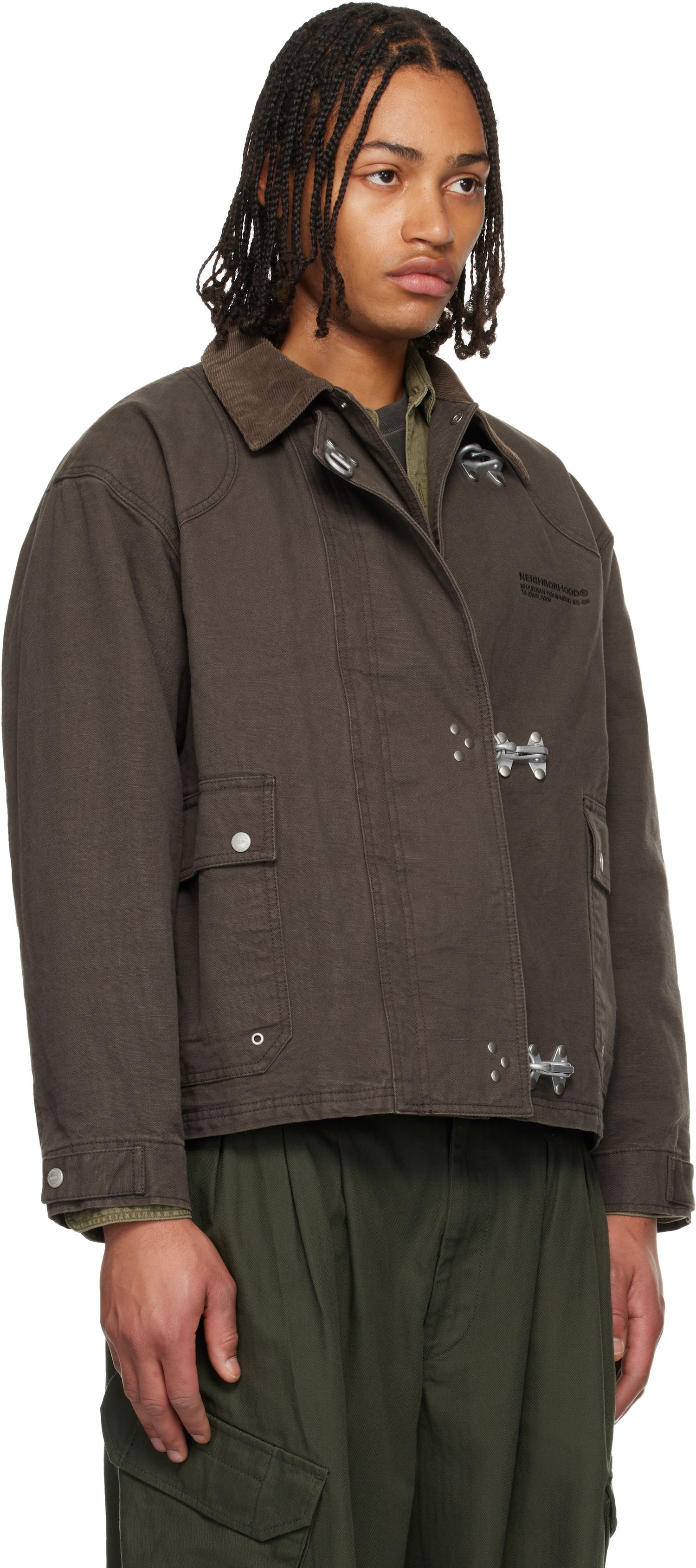 Яке Neighborhood Fireman Jacket with Toggle Closures and Corduroy Collar Кафяво | 252AQNH-JKM02, 1