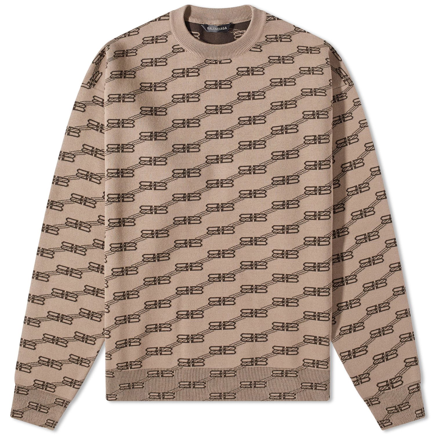 Пуловер Balenciaga Monogrammed Crew Knit Кафяво | 733859-T3253-9378, 0