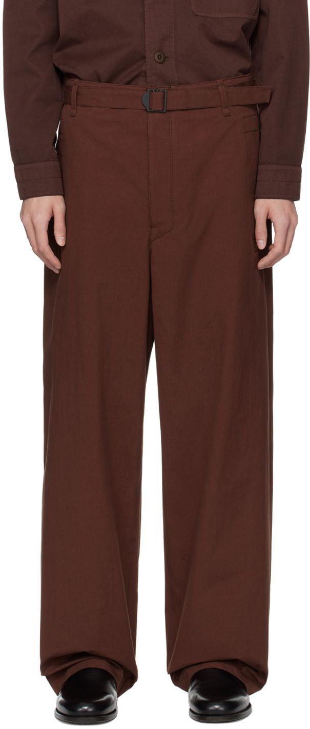 Панталони LEMAIRE LEMAIRE Seamless Belted Trousers Кафяво | PA1106 LF1220, 0