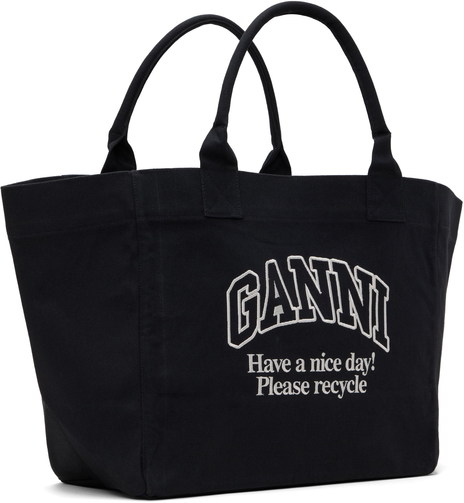 Голяма пазарска чанта GANNI GANNI Oversized Canvas Tote Bag Черно | A6680, 1