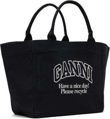 Голяма пазарска чанта GANNI GANNI Oversized Canvas Tote Bag Черно | A6680, 1