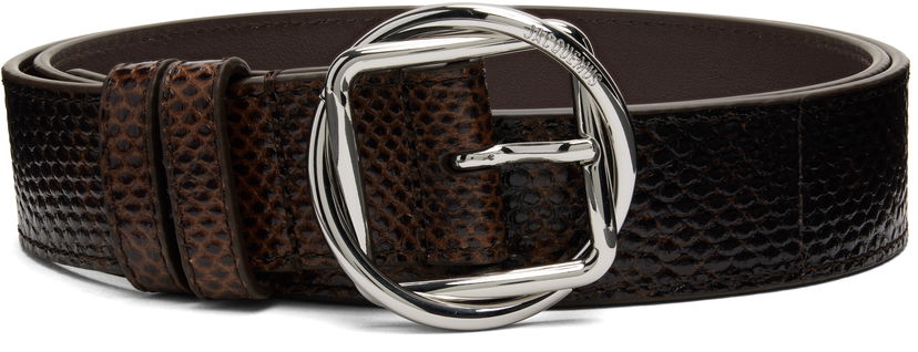 Колани Jacquemus 'The Salon' Snake-Embossed Sculptural Buckle Belt Кафяво | 25HBEU00345AC05G03