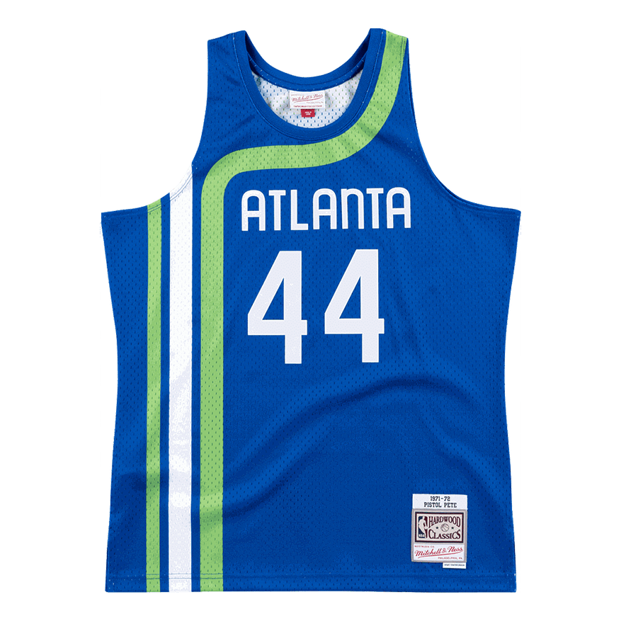 Потник Mitchell & Ness Atlanta Hawks 1971-72 Swingman Jersey Pete Maravich 44 Синьо | SMJYCP18193-AHAROYA71PMA, 0