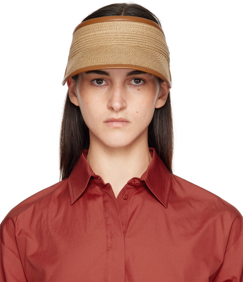Шапка Max Mara Max Mara Mogador Woven Sun Visor Кафяво | 2514571012600