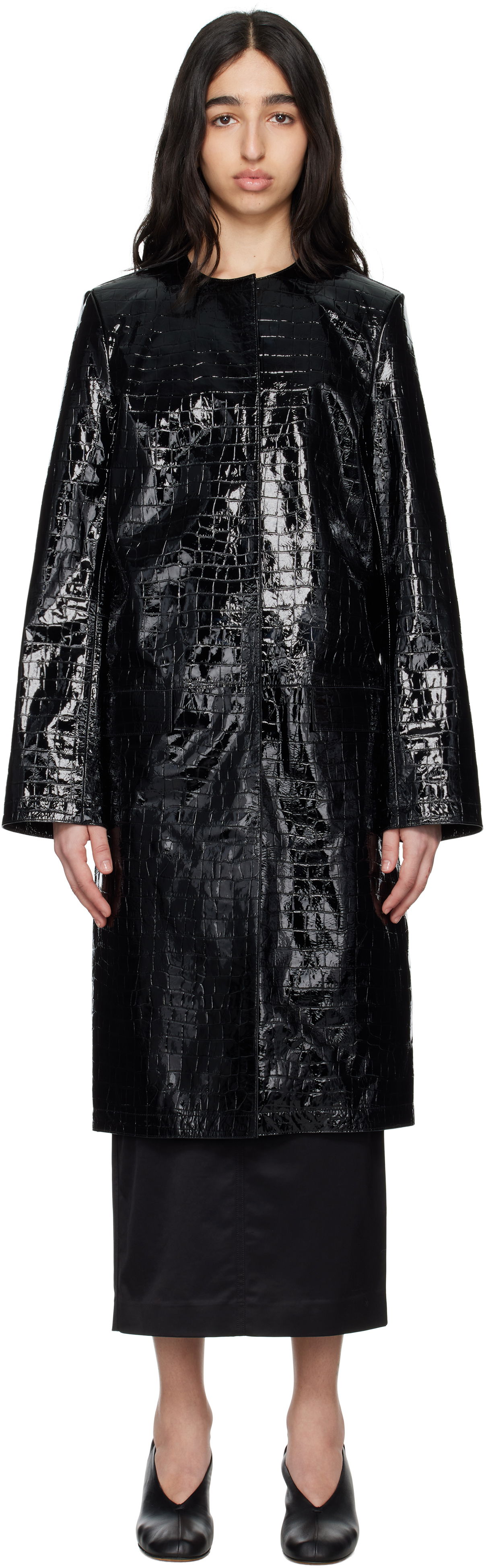 Палта TOTEME TOTEME Croco-Embossed Leather Coat Черно | 252-WRO0219-LE0129, 0