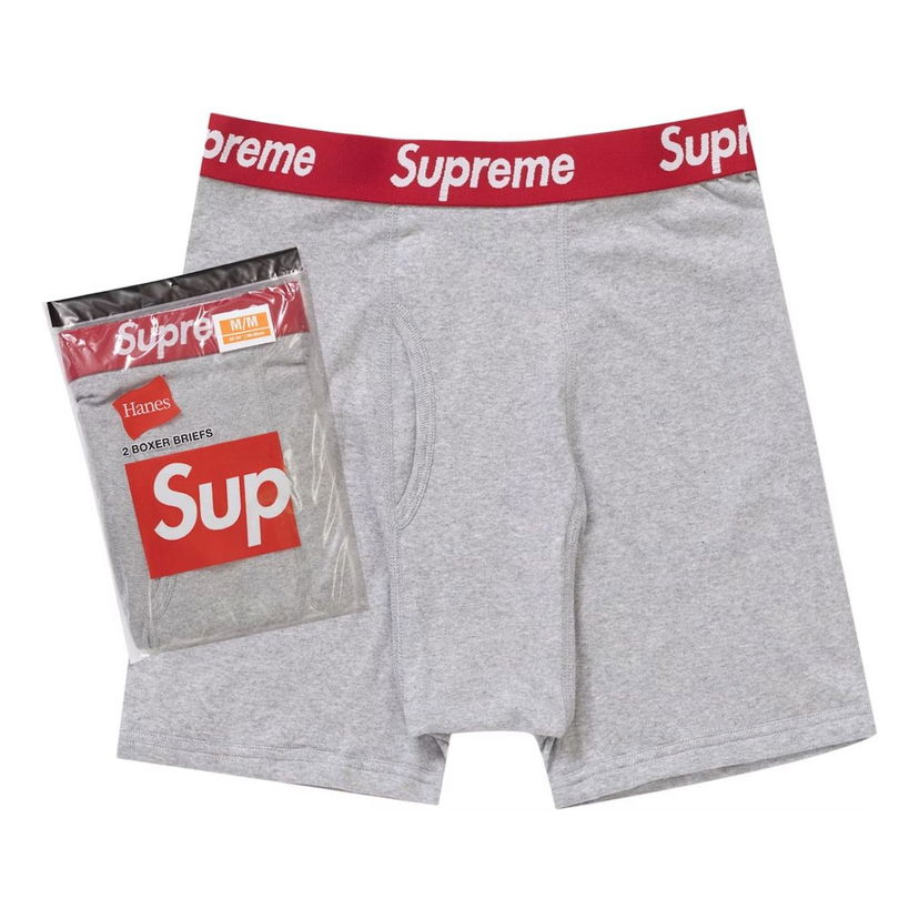 Боксерки Supreme Hanes Boxer Briefs 2 Pack Сиво | SUP-SS24-001