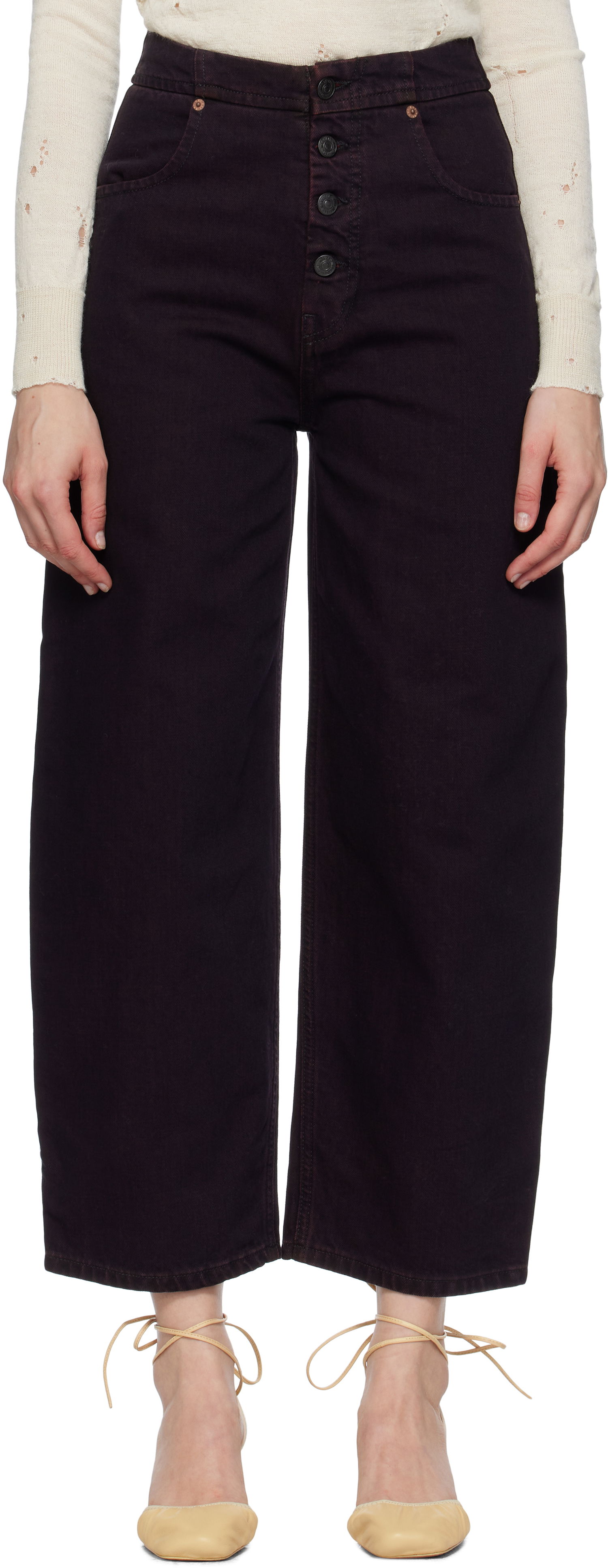 Дънки Maison Margiela MM6 Maison Margiela Barrel-Leg Jeans Бургунди | S52LA0268 M30032, 0