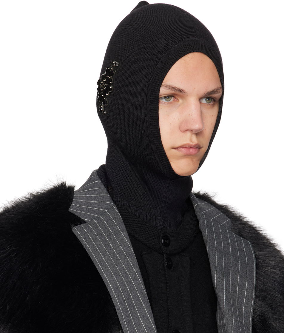 Шапка Simone Rocha Simone Rocha Merino Silk Knit Balaclava with Crystal Embellishments Черно | KMK5MB 0647, 1