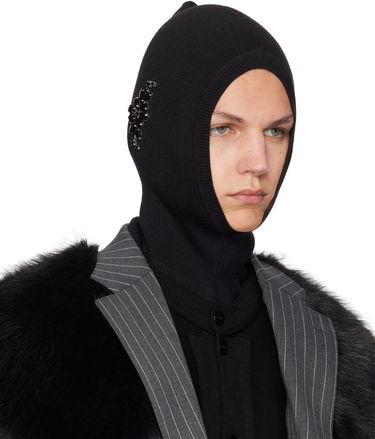 Шапка Simone Rocha Simone Rocha Merino Silk Knit Balaclava with Crystal Embellishments Черно | KMK5MB 0647, 1