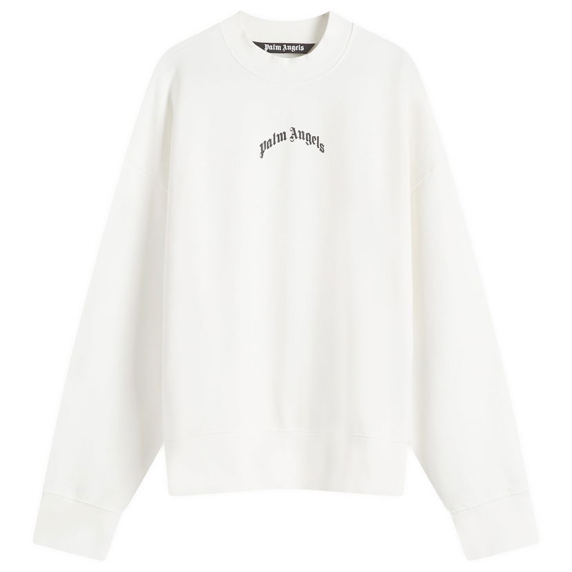 Суитчър Palm Angels Curved Logo Crew Sweat Off White/Black Бяло | PMBA080S25FLE0010310