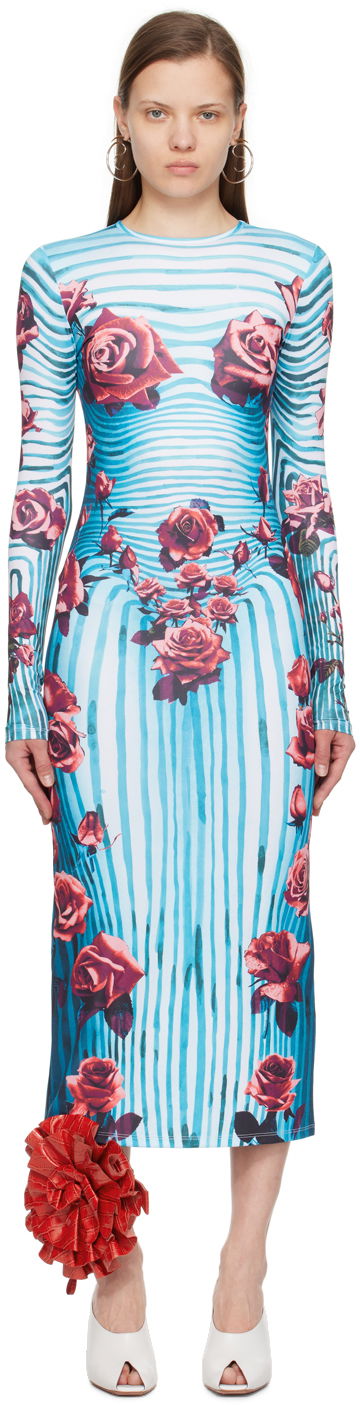 Pокля Jean Paul Gaultier Gaultier Flower Print Maxi Dress Синьо | 24/25-F-RO166-J551-503001