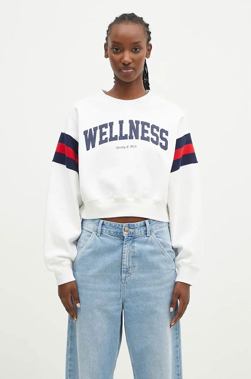 Суитчър Sporty & Rich Wellness Ivy Cropped Sweatshirt Бяло | WS058S406WW