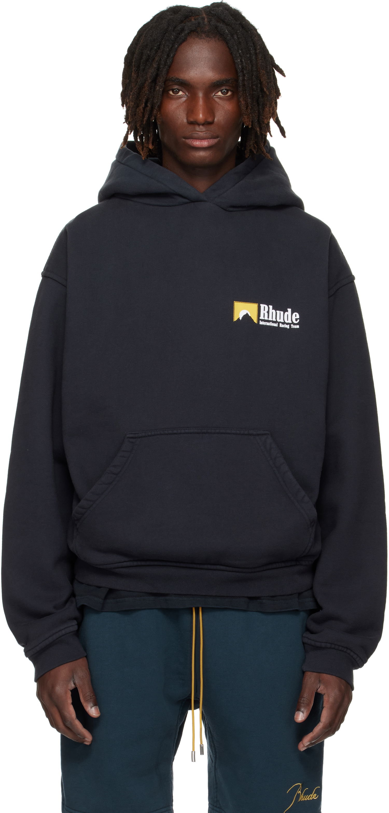 Суитчър Rhude Rhude International Racing Logo Hoodie Черно | RHPF25HO07012, 0