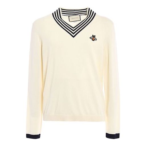 Пуловер Gucci Knit With Bee Embroidery Бяло | 496442-X9I00-9515