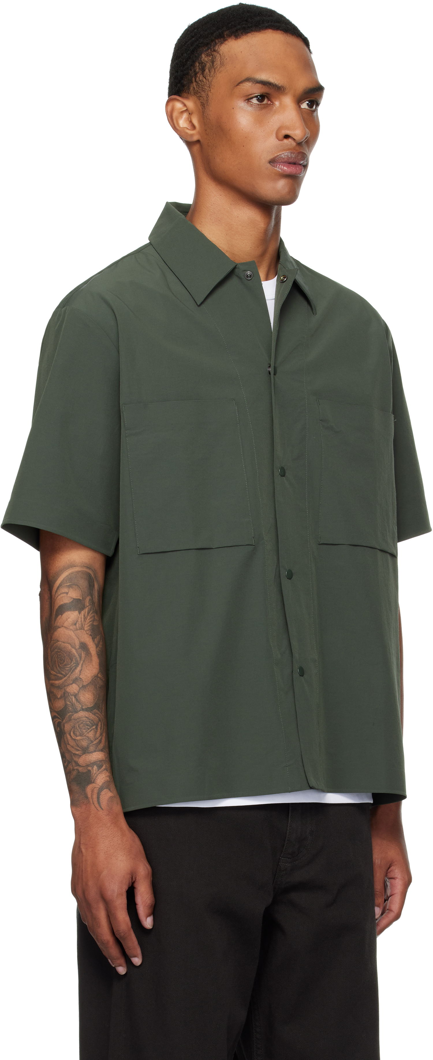 Риза NORSE PROJECTS Norse Projects Hermann Travel Light Short Sleeve Shirt Зелено | N40-0824, 1
