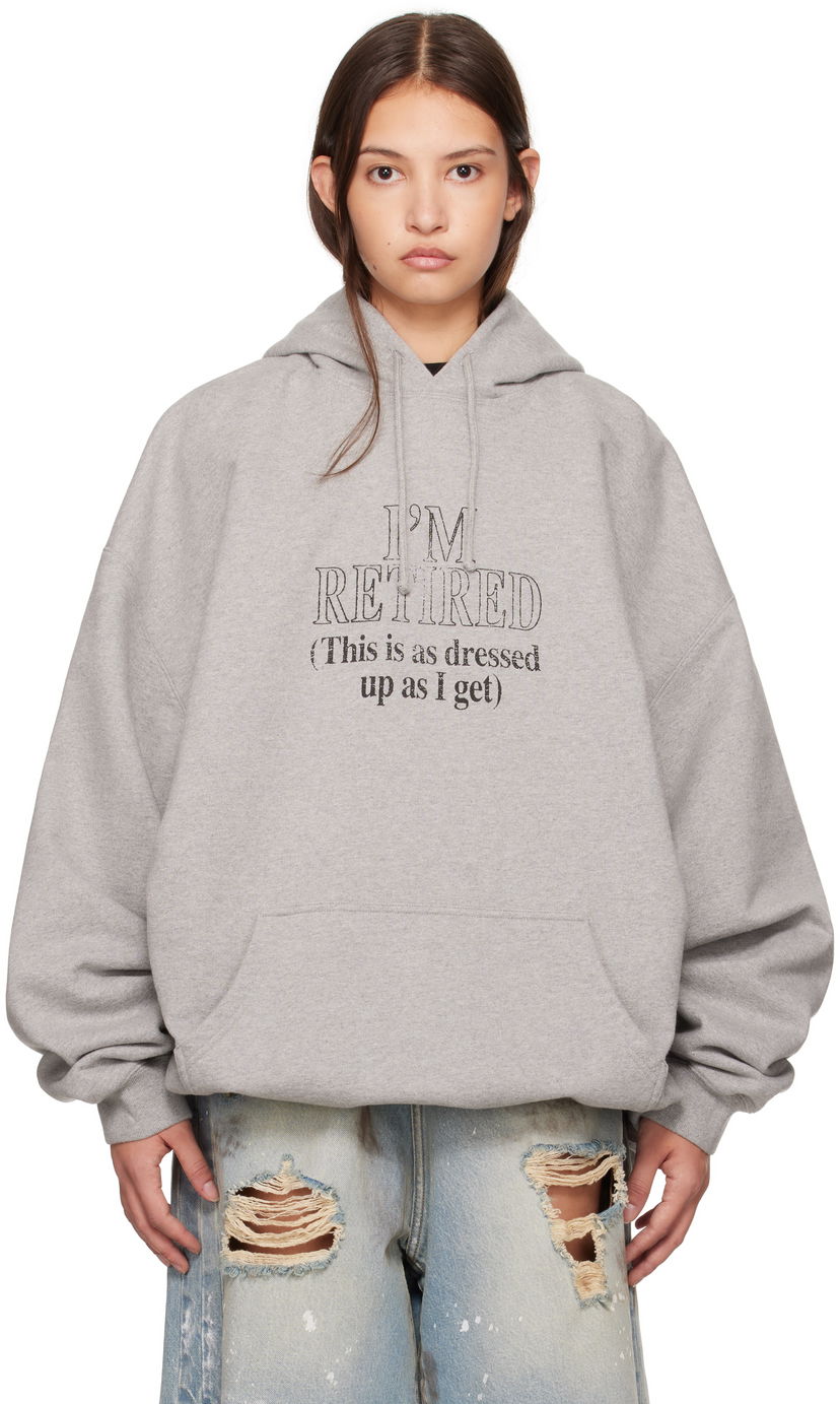 Суитчър VETEMENTS 'I'm Retired' Oversized Hoodie Сиво | UA66HD710G